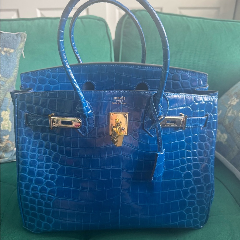 Blue Crocodile Leather Women's Bag